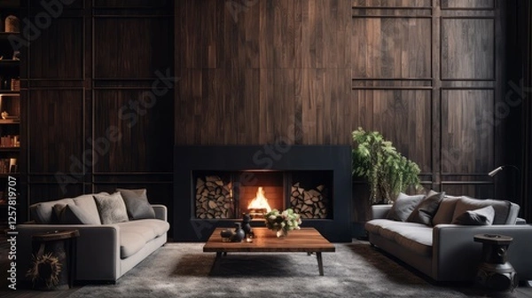 Fototapeta panels dark wood wall