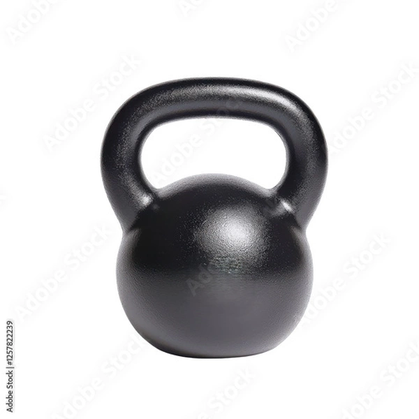 Obraz Black kettlebell, ideal for strength training, white isolate background.