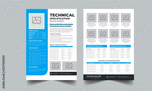 Obraz Technical Data Sheet layout template With 2 Style design layout