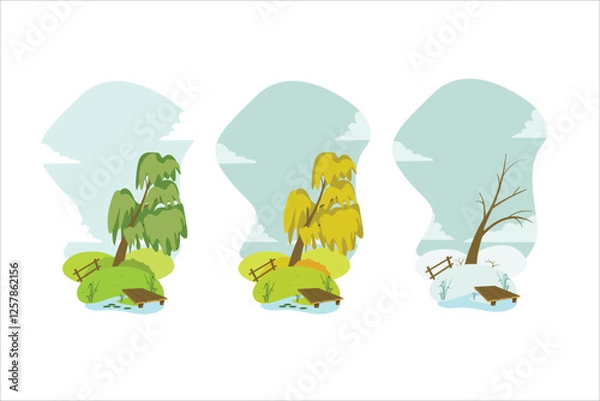 Obraz Golden leaves dance in the crisp autumn breez
