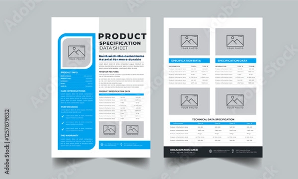 Obraz Technical Data Sheet layout template With 2 Style design layout