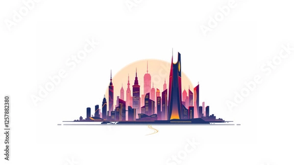 Obraz city skyline with reflection