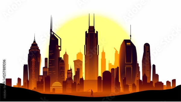 Obraz City skyline at sunset