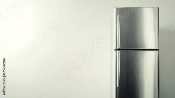 Fototapeta Stainless steel top freezer fridge