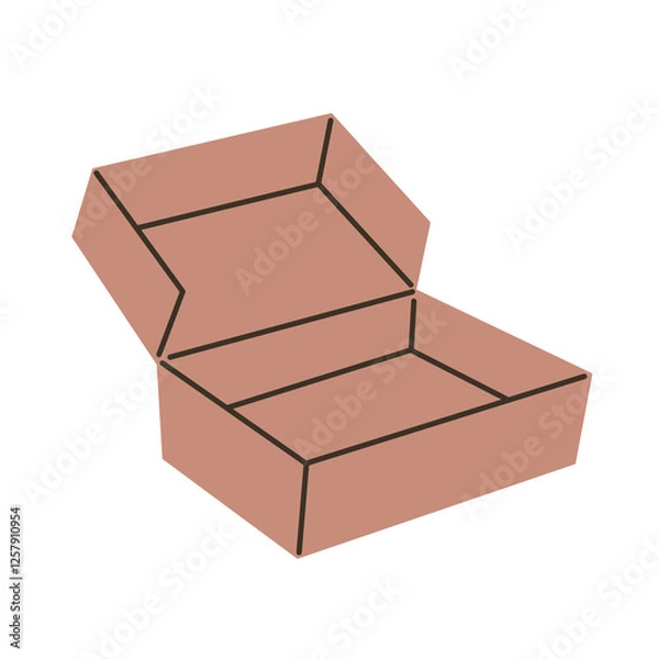 Fototapeta Brown paper cardboard box box isolated on white background.