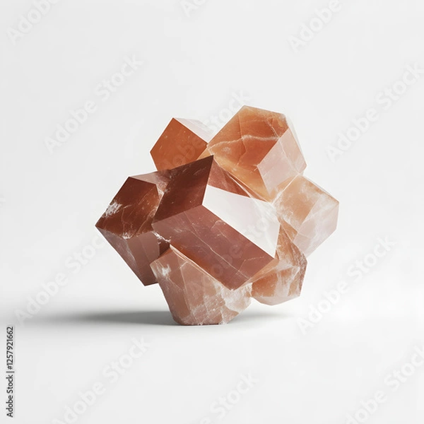 Fototapeta Photograph of a reddish-brown mineral on a white background, with bold color blocks, isolated form photography, natural lighting, high resolution, professional photograph, super-realistic, high-qualit