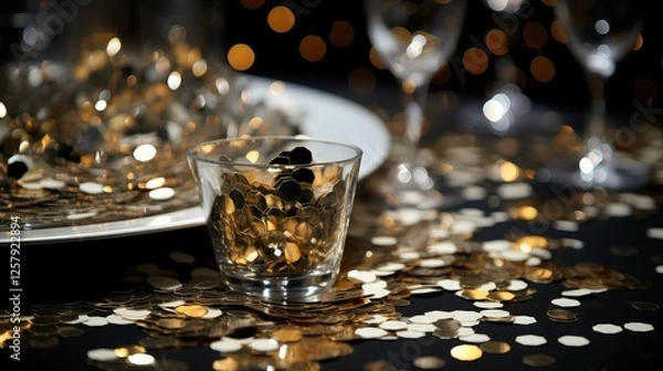 Fototapeta glamour table confetti
