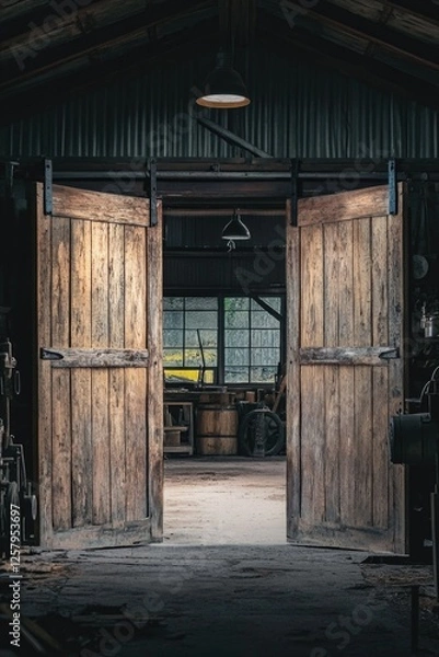 Fototapeta Open Barn Doors