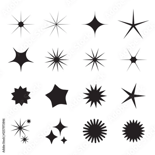 Fototapeta sparkle star shape icons collection