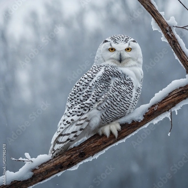 Fototapeta A wise old owl hidden in a tree hole.