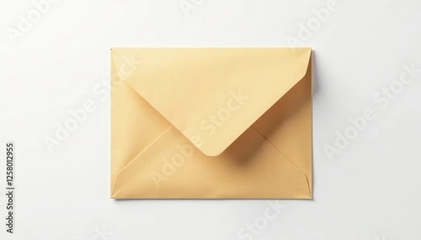 Fototapeta Simple brown paper envelope on pure white backdrop , paper envelope, object, backdrop