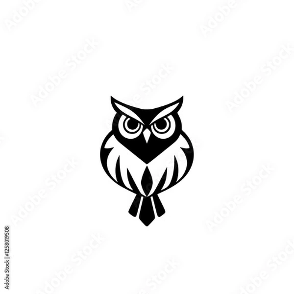 Fototapeta Stylized illustration of an owl isolated on a white backdrop, showcasing a minimalist, geometric, and simplified design.