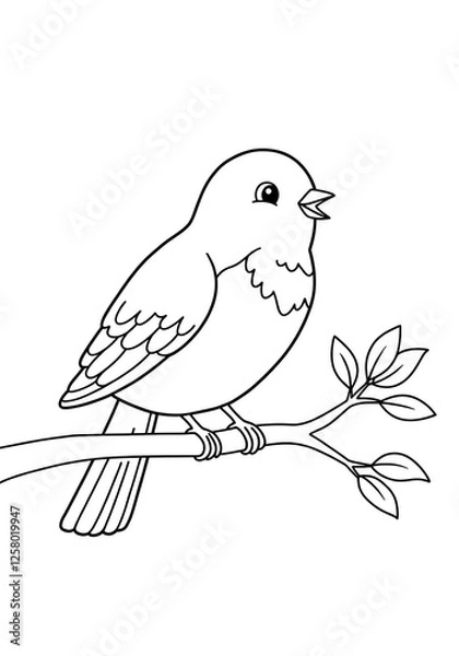 Obraz a bird on a branch sings coloring 