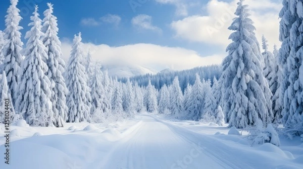 Fototapeta trees road mountain