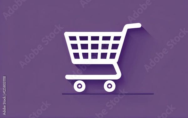 Obraz Minimalist Purple Shopping Cart Icon Representing E-commerce and Online Stores