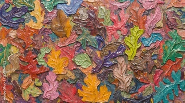 Obraz Vibrant Impasto Autumn Leaves Painting Texture