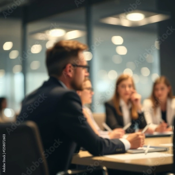 Fototapeta Soft or blurred people at a board meeting corporate job high quality photo Bokeh light lights background bokeh abstract light bright effect shiny
