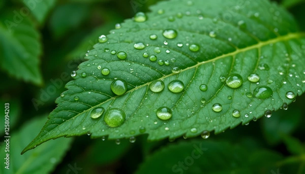 Obraz Dewdrops on a green leaf