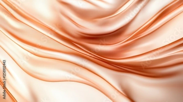 Fototapeta Elegantly flowing satin fabric in soft warm shades captures light beautifully, conveying sensuality and elegance that invites contemplation and artistic appreciation.