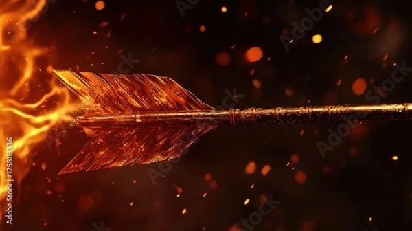 Obraz Golden arrow piercing through flames.