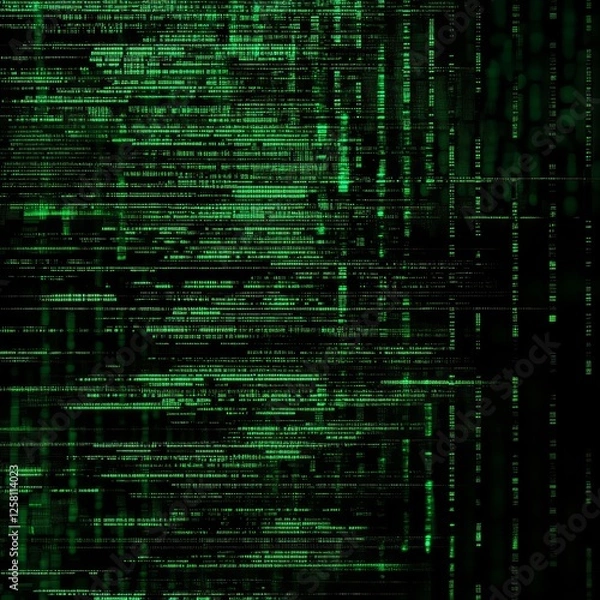 Fototapeta Abstract Green Matrix Background with Vertical Binary Code Lines