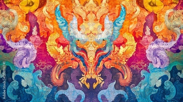 Fototapeta Vibrant abstract art, colorful swirling patterns, theme of transformation and energy, bold visuals for creative projects.