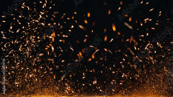 Fototapeta Glowing Fire Embers – Sparkling Particles Over a Black Background