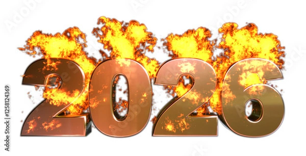 Fototapeta 炎をまとった西暦2026年。
