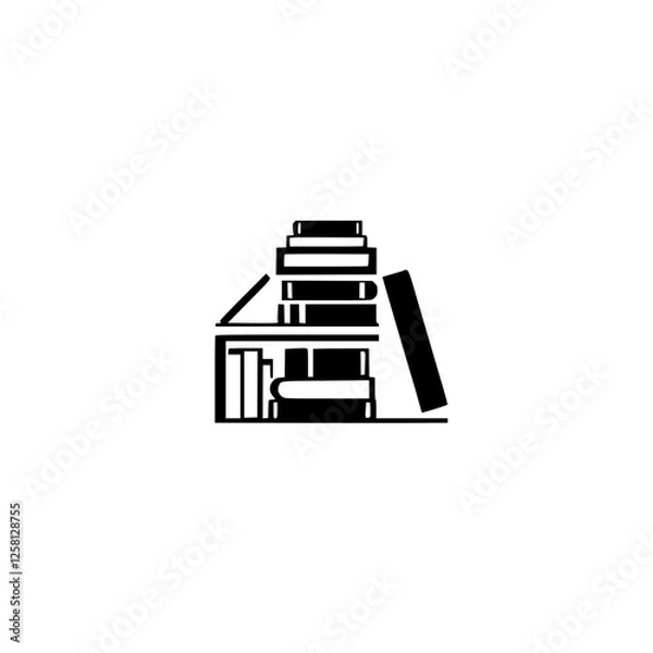 Fototapeta Minimalist illustration of a stack of books, representing knowledge and education.