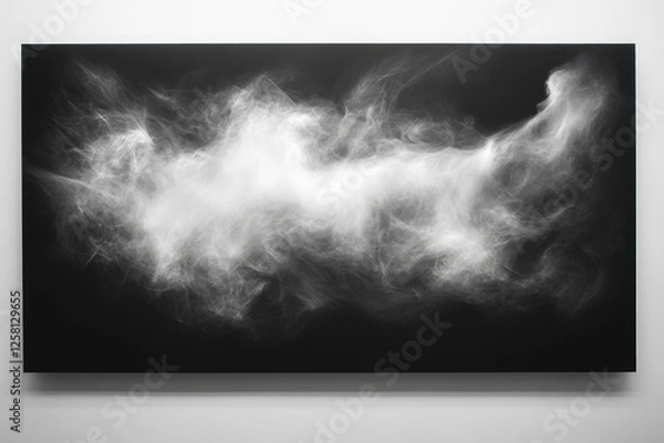 Fototapeta Abstract grayscale artwork depicting a swirling, ethereal cloud formation against a dark backdrop.