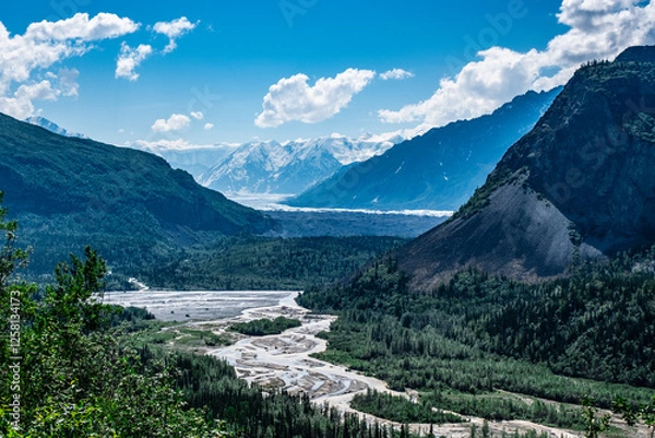 Obraz Alaska wilderness with snowcapped mountains, rivers and lakes