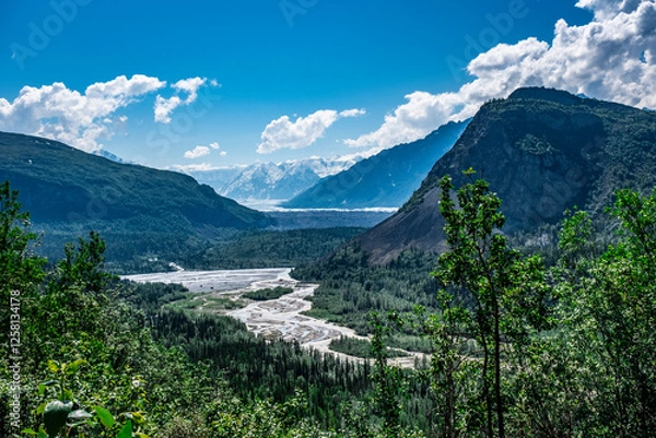 Obraz Alaska wilderness with snowcapped mountains, rivers and lakes