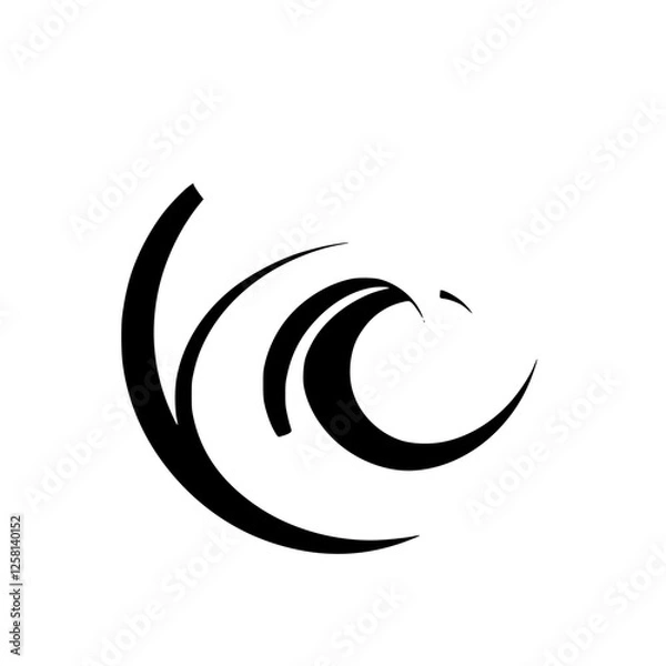 Fototapeta Abstract black and white minimalist artwork with curved lines.