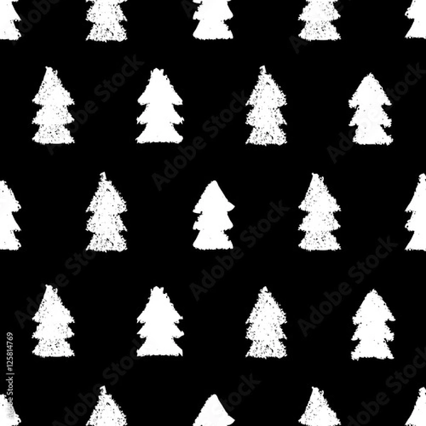 Fototapeta Christmas trees seamless pattern.