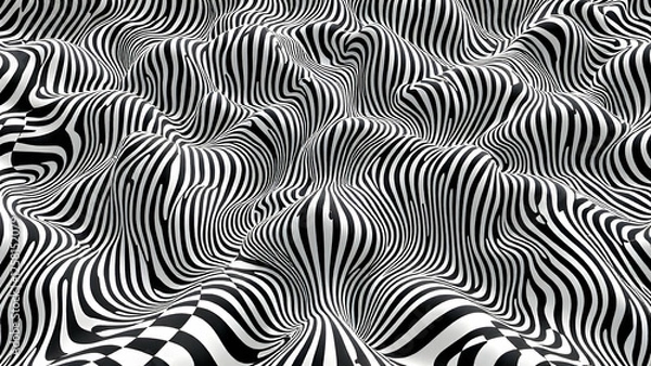 Fototapeta 3D Wavy Patterns – Optical illusions, distorted grids