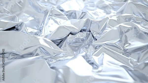 Fototapeta Abstract crumpled shiny metallic sheet