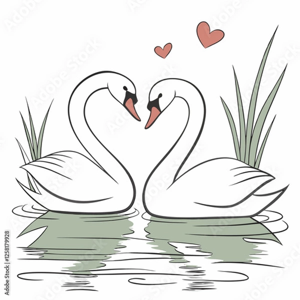Fototapeta two swans on the lake