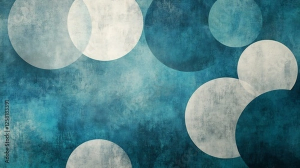 Fototapeta Abstract Teal Circles Softly Overlapping Background. AI Generated