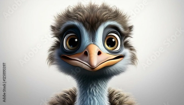 Obraz Vogel Strauß, weißer Hintergrund