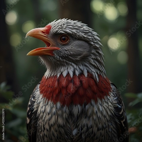 Fototapeta Close-up Portrait of a Majestic Red-Crested Hawk
