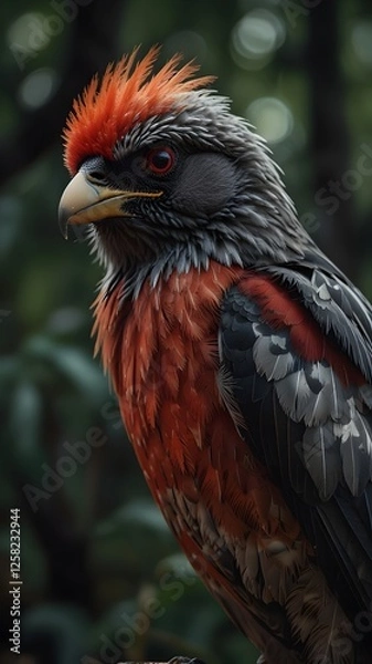Fototapeta Close-up Portrait of a Majestic Red-Crested Hawk
