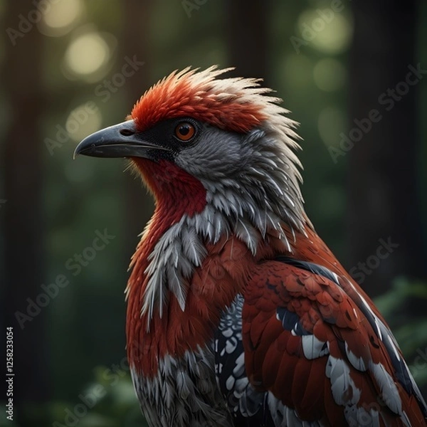 Fototapeta Close-up Portrait of a Majestic Red-Crested Hawk