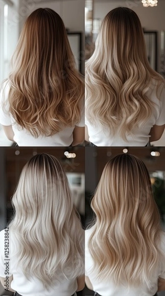 Fototapeta Hair care industry, Long, flowing, and voluminous, ultra-close-up shot showing precise detailing and color matching
