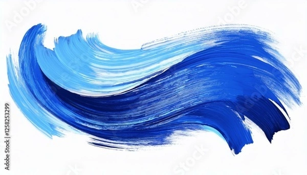 Fototapeta Hand painted stroke of blue paint brush isolated on white background.
Generated image