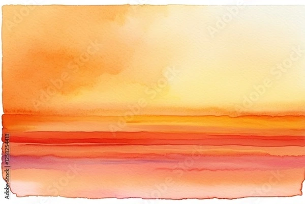 Obraz Serene Watercolor Sunset with Soft Orange and Yellow Tones