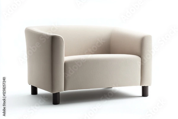 Fototapeta Selective focus minimal couch with cushion isolated on white background, Indoor sofa on white background, Comfy and cozy couch.