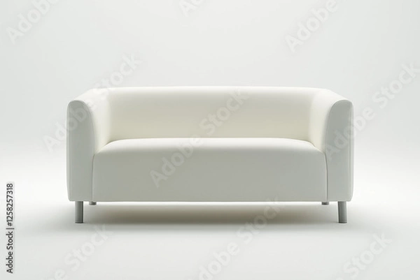 Fototapeta Selective focus minimal couch with cushion isolated on white background, Indoor sofa on white background, Comfy and cozy couch.