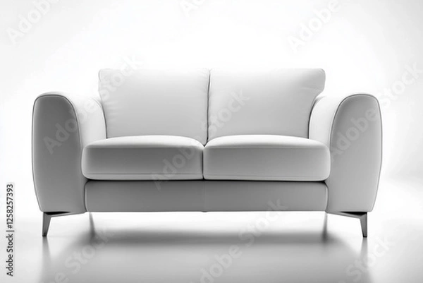 Fototapeta Selective focus minimal couch with cushion isolated on white background, Indoor sofa on white background, Comfy and cozy couch.
