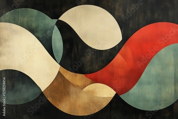 Fototapeta Abstract shapes and colors blend seamlessly in a modern artwork, showcasing fluidity and movement in design