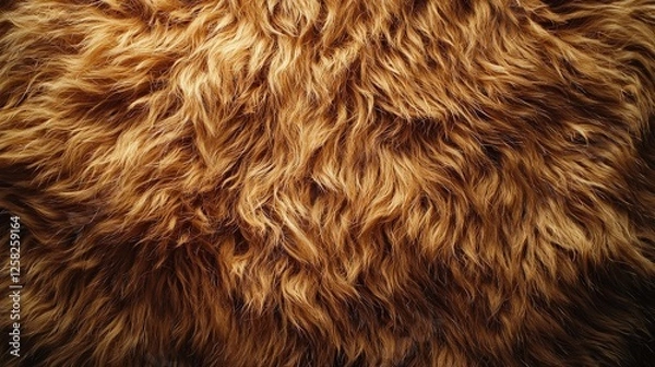 Fototapeta close up view of dense, rugged fur texture showcases intricate patterns and coarse strands, creating warm and natural appearance